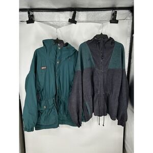 Columbia 3 in 1 Jacket Mens XL Winter Snow Ski Snowboard Green Soft Shell Fleece